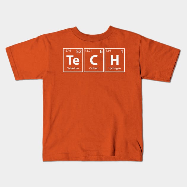 Tech (Te-C-H) Periodic Elements Spelling Kids T-Shirt by cerebrands